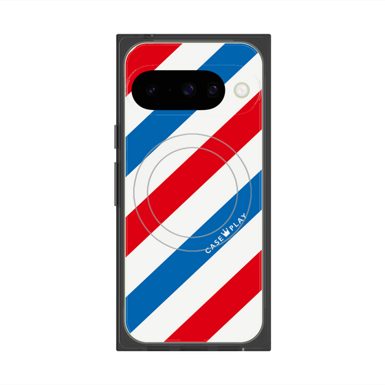 Premium Square Case with Pixelsnap［ Big Stripe - Red × Blue ］