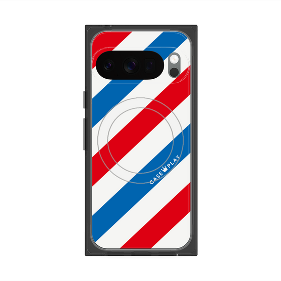 Premium Square Case with Pixelsnap［ Big Stripe - Red × Blue ］