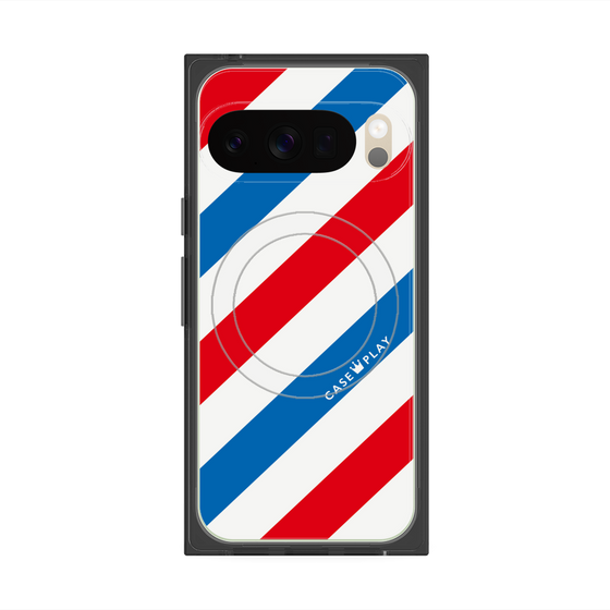 Premium Square Case with Pixelsnap［ Big Stripe - Red × Blue ］