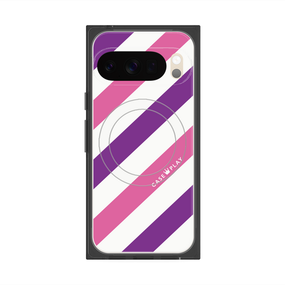 Premium Square Case with Pixelsnap［ Big Stripe - Purple × Pink ］