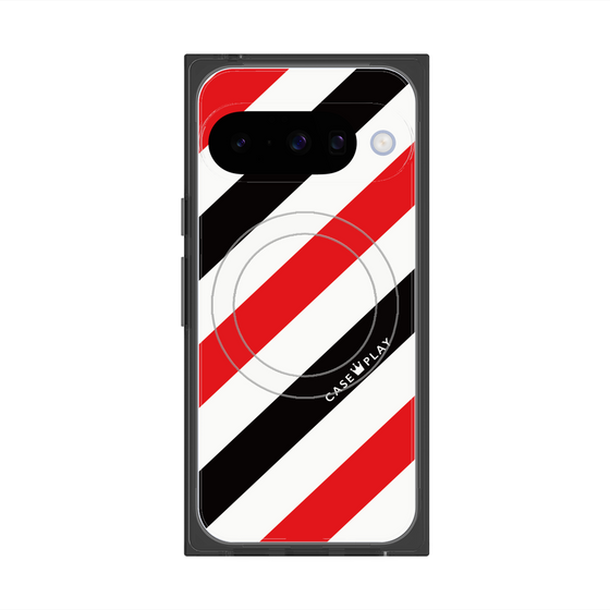 Premium Square Case with Pixelsnap［ Big Stripe - Red × Black ］