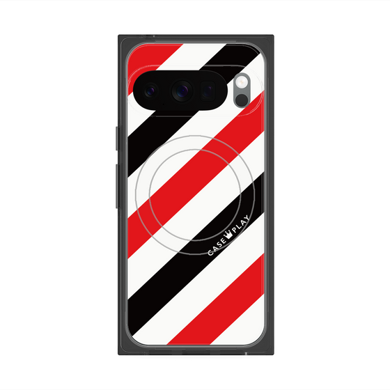 Premium Square Case with Pixelsnap［ Big Stripe - Red × Black ］