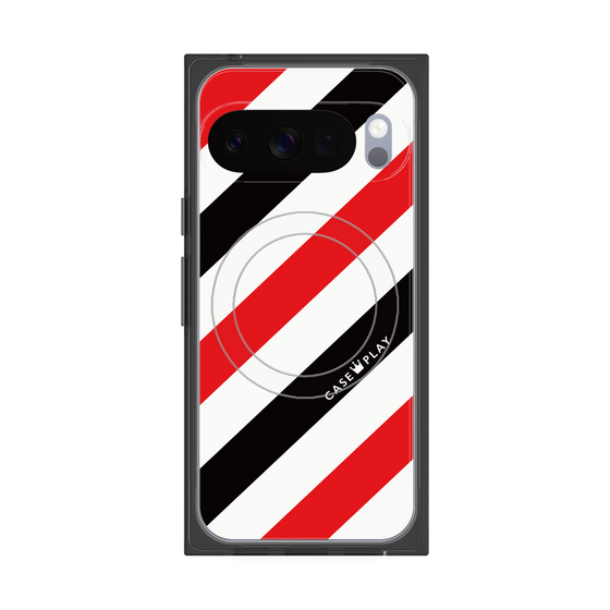 Premium Square Case with Pixelsnap［ Big Stripe - Red × Black ］