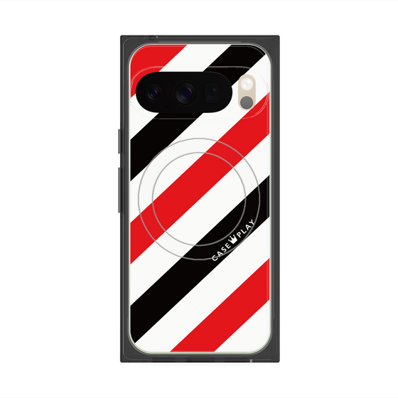 Premium Square Case with Pixelsnap［ Big Stripe - Red × Black ］