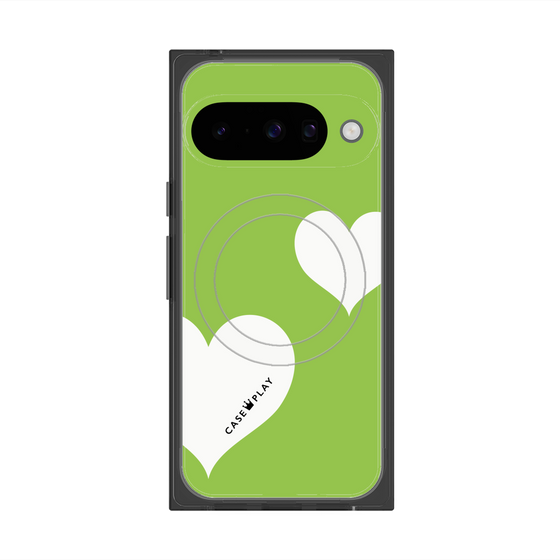Premium Square Case with Pixelsnap［ Two Hearts - Green ］