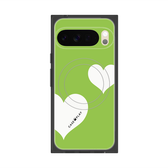 Premium Square Case with Pixelsnap［ Two Hearts - Green ］
