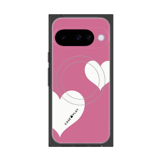 Premium Square Case with Pixelsnap［ Two Hearts - Pink ］