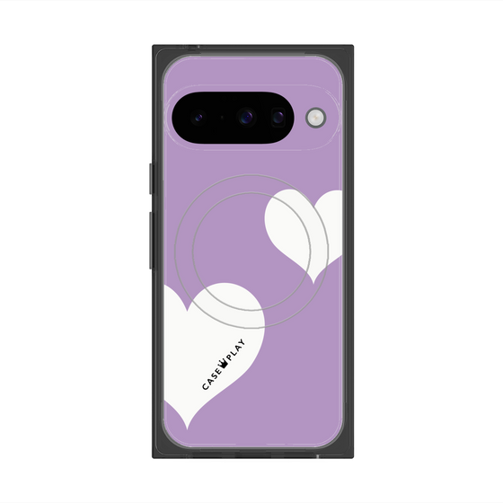 Premium Square Case with Pixelsnap［ Two Hearts - Purple ］