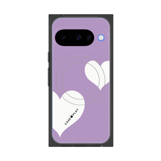 Premium Square Case with Pixelsnap［ Two Hearts - Purple ］