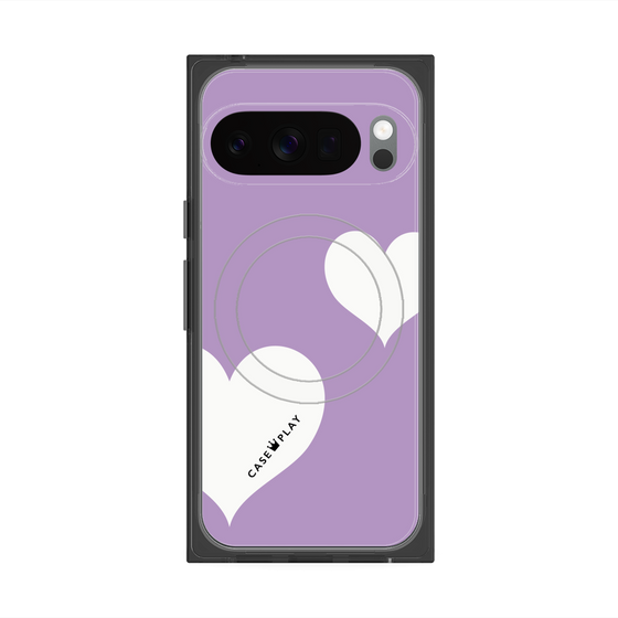Premium Square Case with Pixelsnap［ Two Hearts - Purple ］