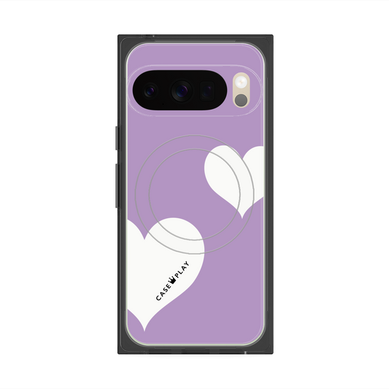 Premium Square Case with Pixelsnap［ Two Hearts - Purple ］