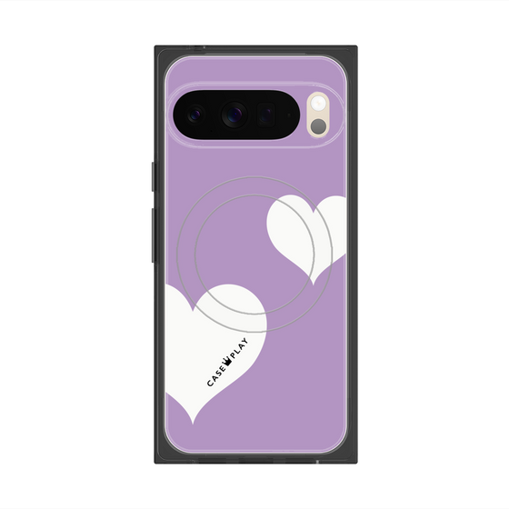 Premium Square Case with Pixelsnap［ Two Hearts - Purple ］