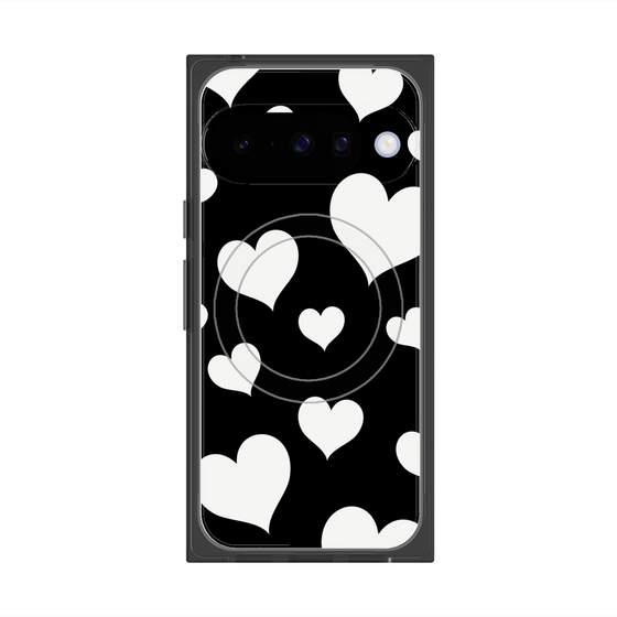 Premium Square Case with Pixelsnap［ Dot Hearts - Black ］