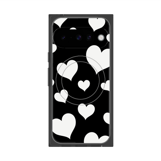 Premium Square Case with Pixelsnap［ Dot Hearts - Black ］