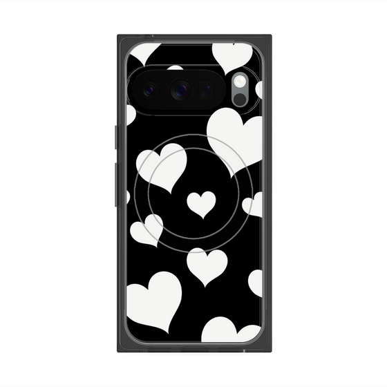 Premium Square Case with Pixelsnap［ Dot Hearts - Black ］