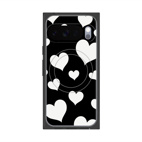 Premium Square Case with Pixelsnap［ Dot Hearts - Black ］