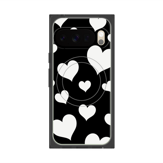 Premium Square Case with Pixelsnap［ Dot Hearts - Black ］