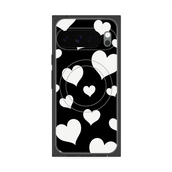 Premium Square Case with Pixelsnap［ Dot Hearts - Black ］