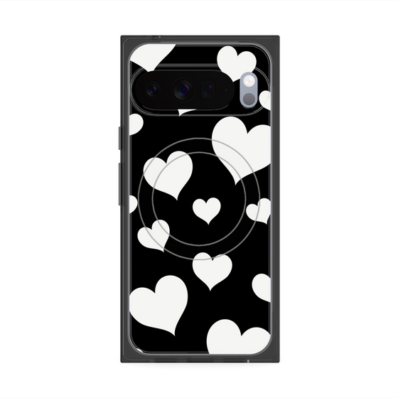 Premium Square Case with Pixelsnap［ Dot Hearts - Black ］