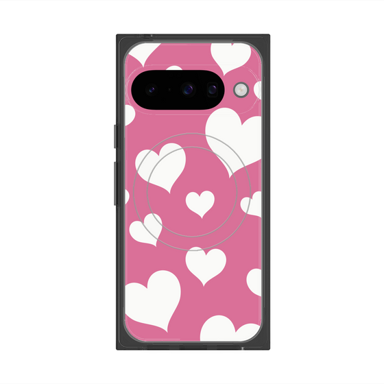 Premium Square Case with Pixelsnap［ Dot Hearts - Pink ］