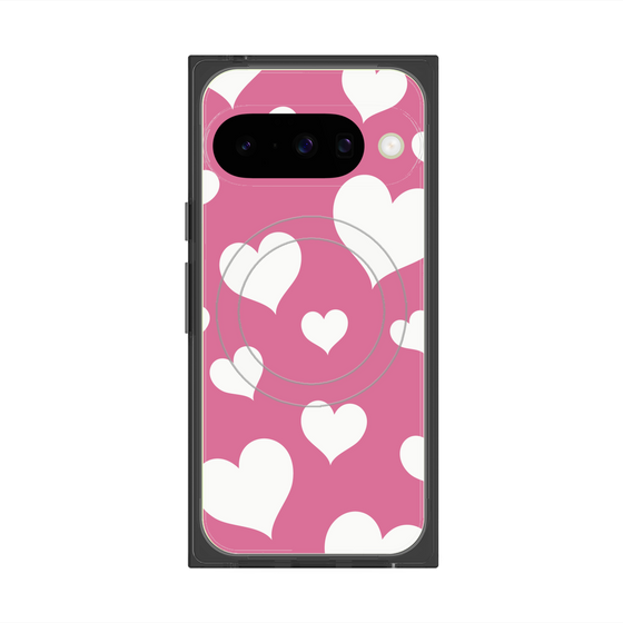Premium Square Case with Pixelsnap［ Dot Hearts - Pink ］