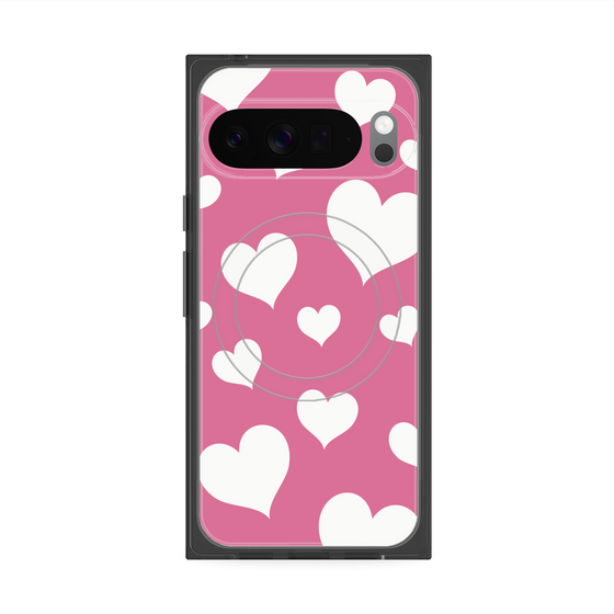 Premium Square Case with Pixelsnap［ Dot Hearts - Pink ］