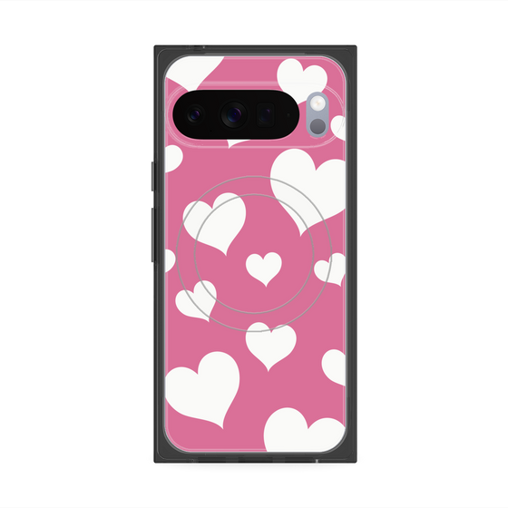 Premium Square Case with Pixelsnap［ Dot Hearts - Pink ］
