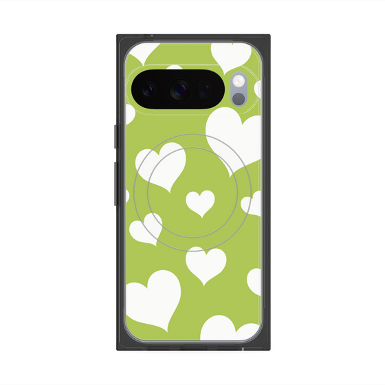 Premium Square Case with Pixelsnap［ Dot Hearts - Green ］