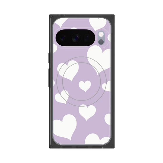 Premium Square Case with Pixelsnap［ Dot Hearts - Purple ］