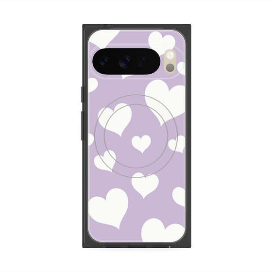 Premium Square Case with Pixelsnap［ Dot Hearts - Purple ］