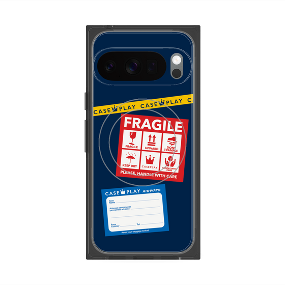 Premium Square Case with Pixelsnap［ FRAGILE Stickers - Navy ］