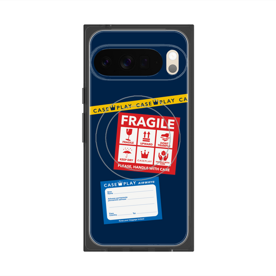 Premium Square Case with Pixelsnap［ FRAGILE Stickers - Navy ］