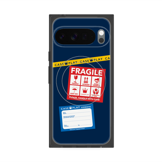 Premium Square Case with Pixelsnap［ FRAGILE Stickers - Navy ］