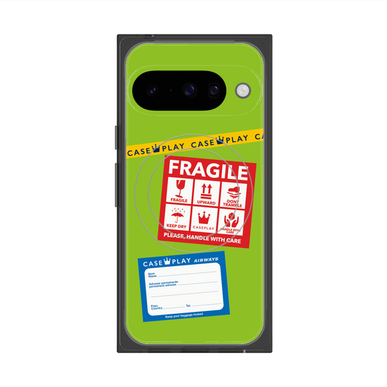 Premium Square Case with Pixelsnap［ FRAGILE Stickers - Green ］