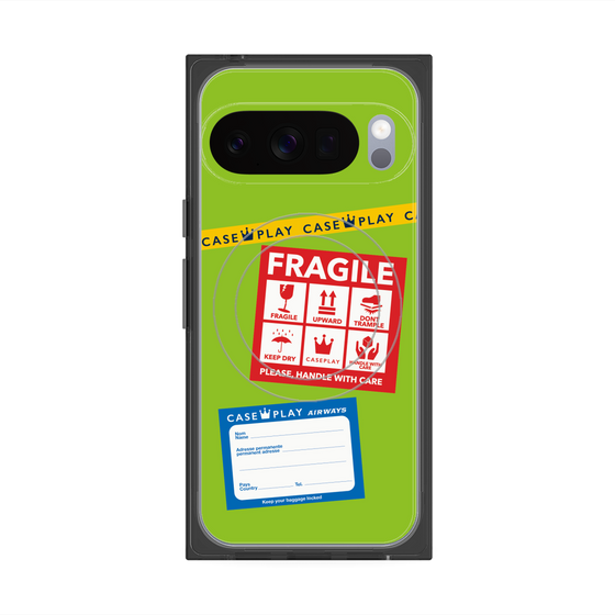 Premium Square Case with Pixelsnap［ FRAGILE Stickers - Green ］