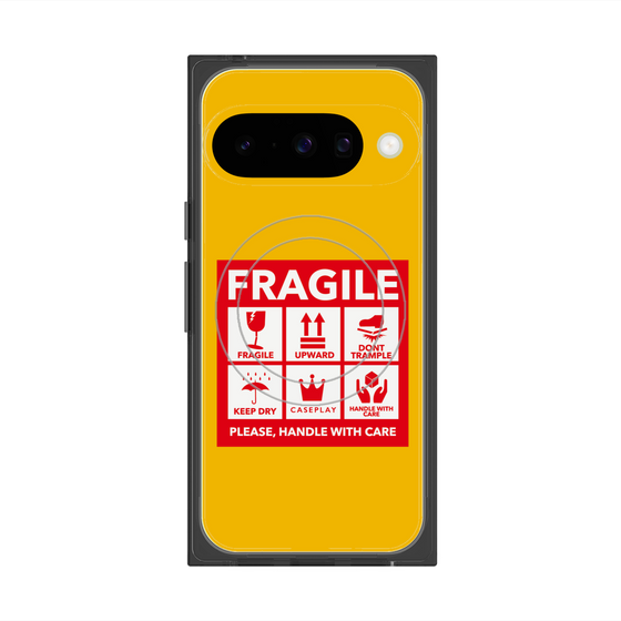 Premium Square Case with Pixelsnap［ FRAGILE Sticker - Yellow ］