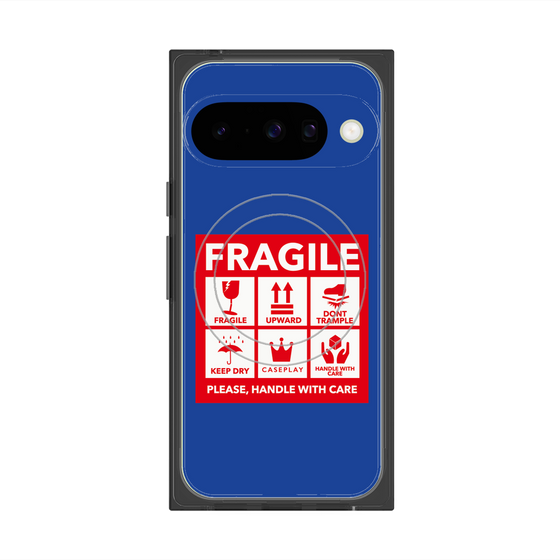 Premium Square Case with Pixelsnap［ FRAGILE Sticker - Blue ］