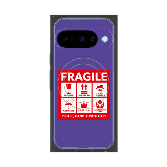 Premium Square Case with Pixelsnap［ FRAGILE Sticker - Purple ］