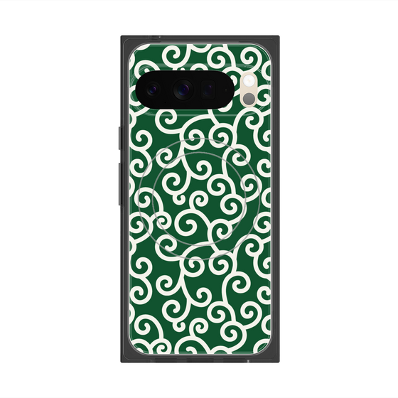 Premium Square Case with Pixelsnap［ Karakusa Pattern - Green ］