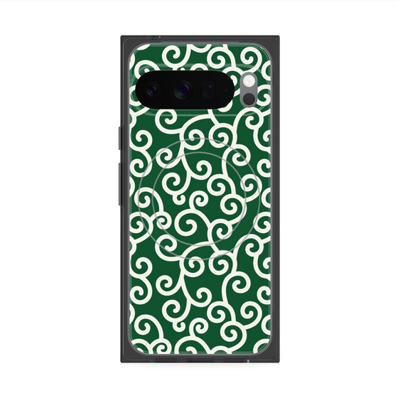 Premium Square Case with Pixelsnap［ Karakusa Pattern - Green ］
