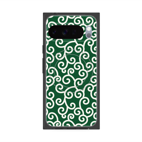 Premium Square Case with Pixelsnap［ Karakusa Pattern - Green ］