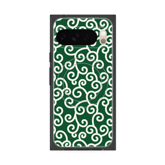 Premium Square Case with Pixelsnap［ Karakusa Pattern - Green ］