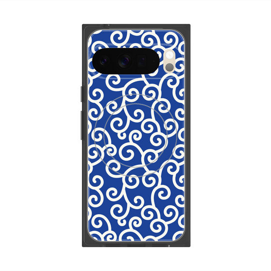 Premium Square Case with Pixelsnap［ Karakusa Pattern - Blue ］