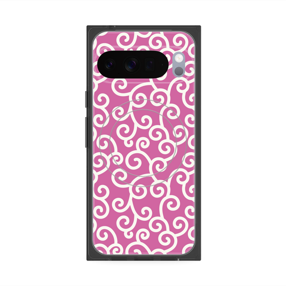 Premium Square Case with Pixelsnap［ Karakusa Pattern - Pink ］