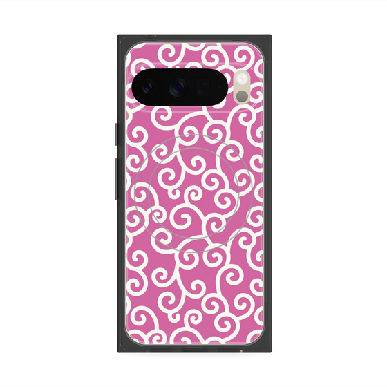 Premium Square Case with Pixelsnap［ Karakusa Pattern - Pink ］
