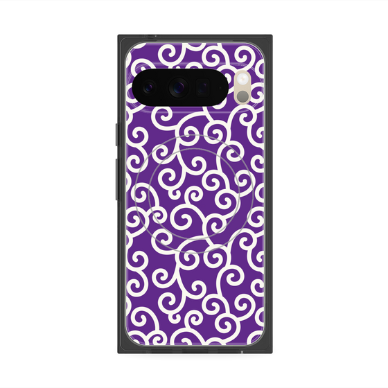 Premium Square Case with Pixelsnap［ Karakusa Pattern - Purple ］