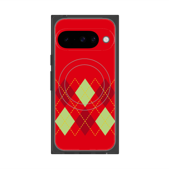 Premium Square Case with Pixelsnap［ Nordic Argyle - Red ］