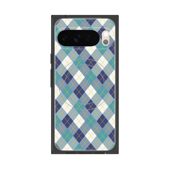 Premium Square Case with Pixelsnap［ Argyle - Blue ］
