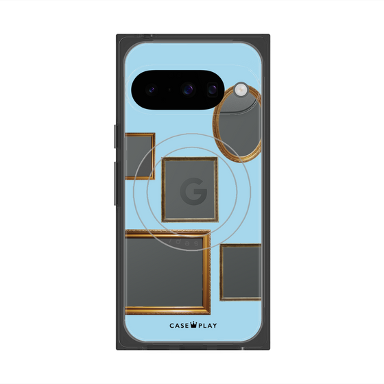 Premium Square Case with Pixelsnap［ Photo Frames - Light Blue ］