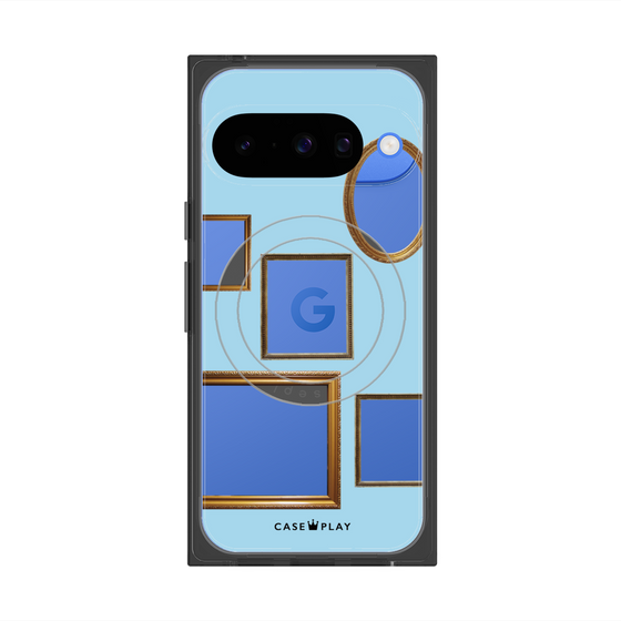 Premium Square Case with Pixelsnap［ Photo Frames - Light Blue ］